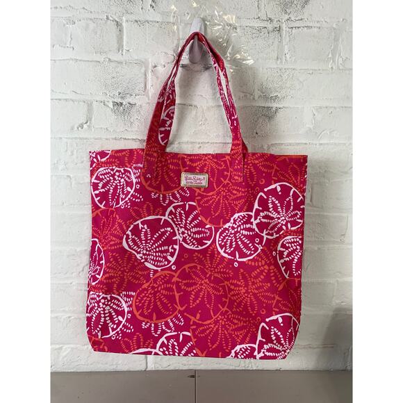 Lilly Pulitzer Women's Estee Lauder Beach Tote Bag Sand Dollar Pink Red OS - Picture 3 of 7